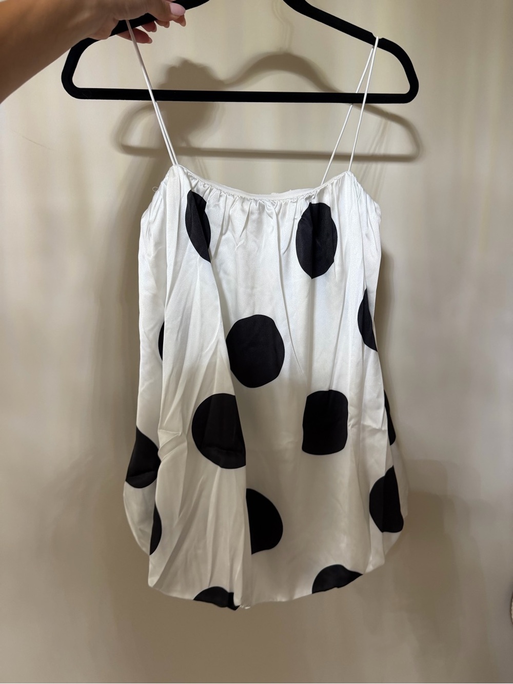Polka Dot White Mini Dress with Spaghetti Straps